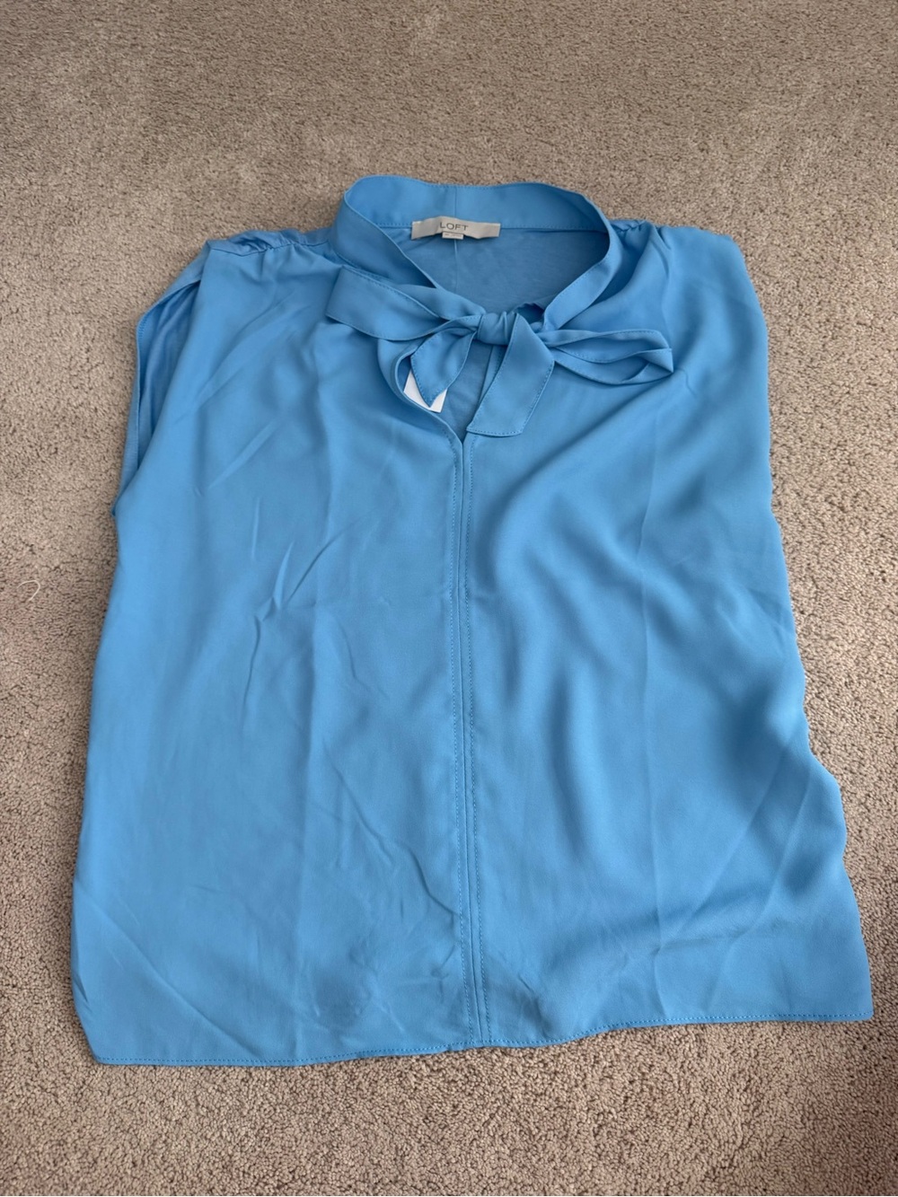 Loft Sleeveless Bow Neck Blouse - Blue new with tags